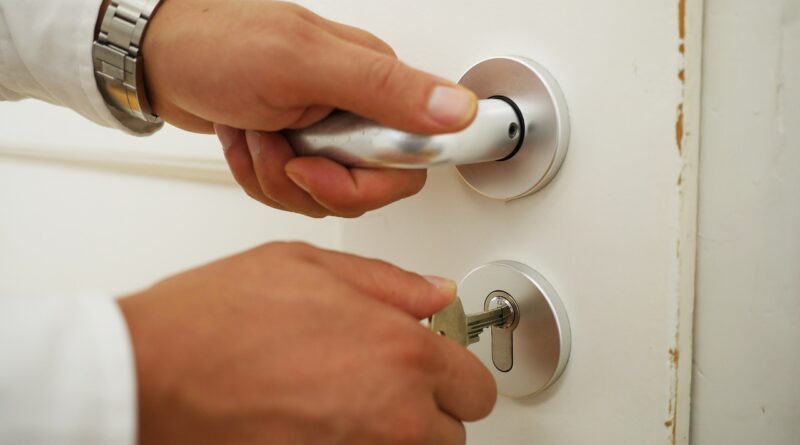 close up, door, key