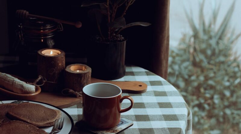 bread, coffee, breakfast, home, morning, pancakes, table, tea, flat lay