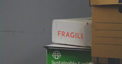 white and red Fragile labeled box