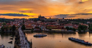 Prague Bridge Sunset River Boat