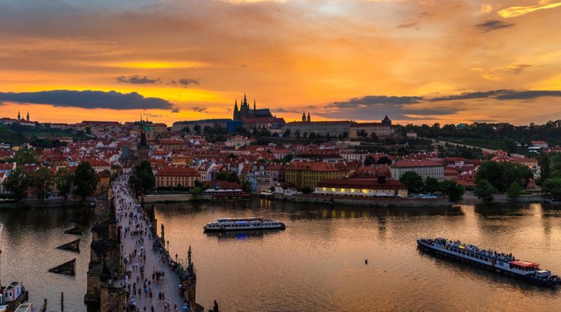 Prague Bridge Sunset River Boat